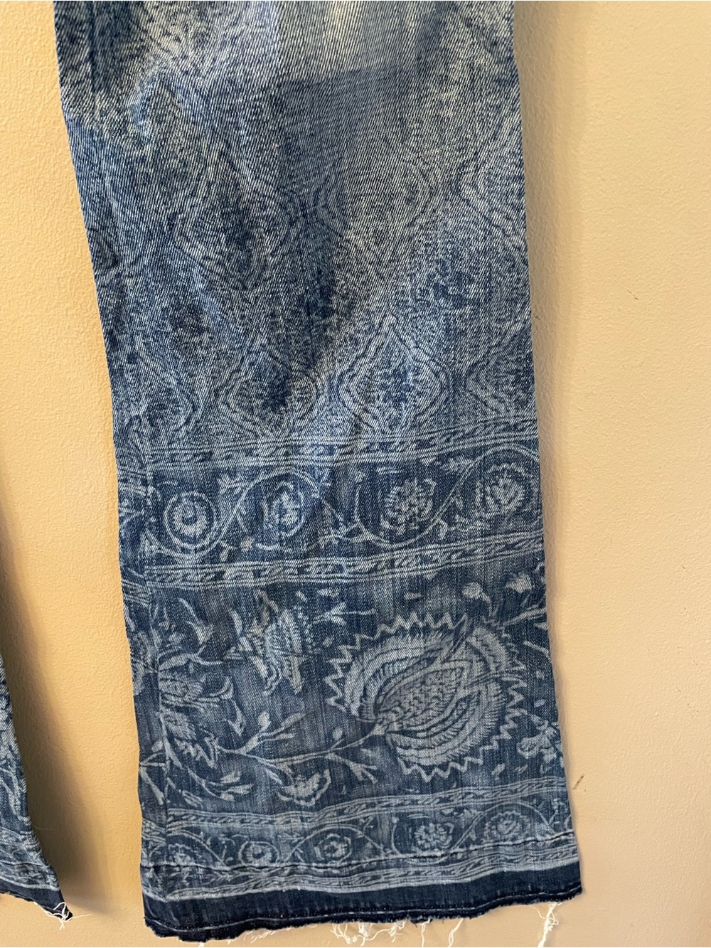Free People/Citizens of Humanity-Women's Blue Patterned Flare Jeans - Picture 9 of 13